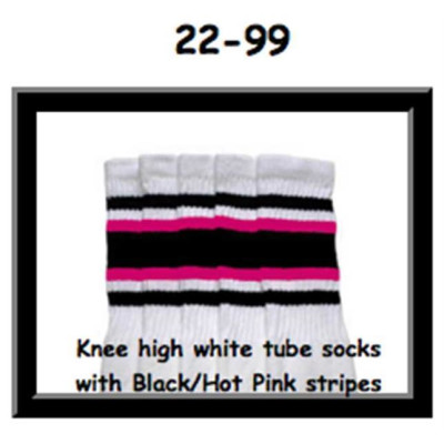 22 SKATERSOCKS white style 22-099 black/hot pink/black stripes