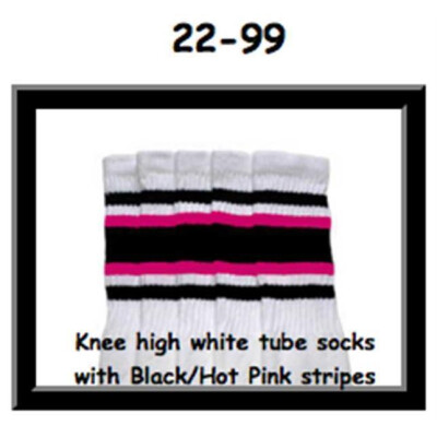SKATERSOCKS 22" white style 22-099 black/hot pink/black stripes