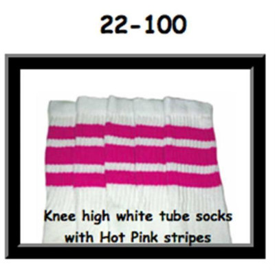 22 SKATERSOCKS white style 22-100 hot pink stripes