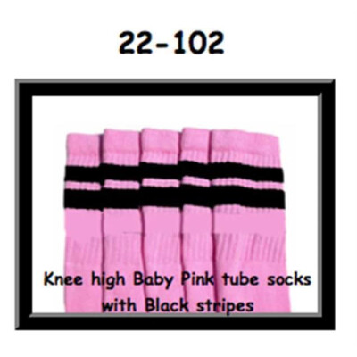 SKATERSOCKS 22" babypink style 22-102 black stripes