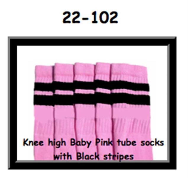SKATERSOCKS 22" babypink style 22-102 black stripes