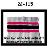 22 SKATERSOCKS white style 22-115 bubblegumpink/black...