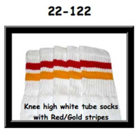 SKATERSOCKS 22" white style 22-122 red/gold stripes