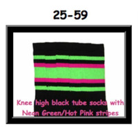 25 SKATERSOCKS black style 25-059 neon green/hot pink...
