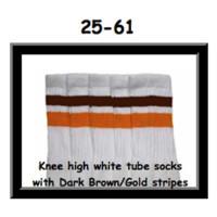 25 SKATERSOCKS white style 25-061 dark brown/gold stripes
