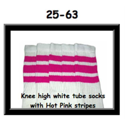 25 SKATERSOCKS white style 25-063 hot pink stripes 