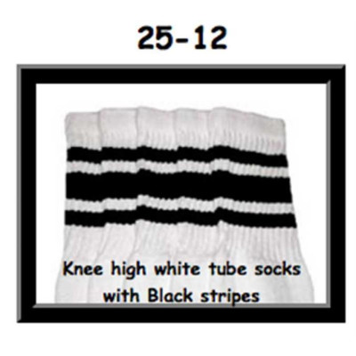 25" SKATERSOCKS white style 25-012 black stripes 
