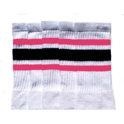 25 SKATERSOCKS white style 25-019 bubblegum pink/black stripes 