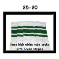 25" SKATERSOCKS white style 25-020 green stripes 