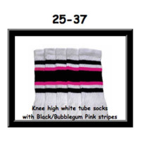 25 SKATERSOCKS white style 25-037 black/bubblegum pink...
