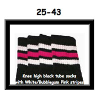 25 SKATERSOCKS black style 25-043 white/bubblegum pink...