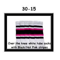 30" SKATERSOCKS white style 30-15 black/hot pink