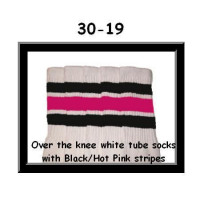 30" SKATERSOCKS white style 30-19 black/hot pink...