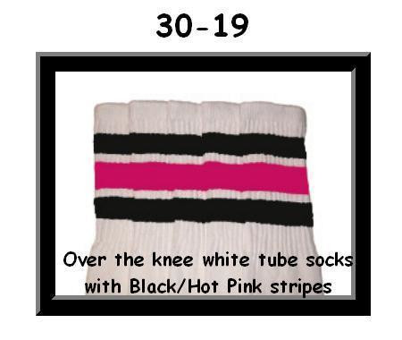 30" SKATERSOCKS white style 30-19 black/hot pink stripes