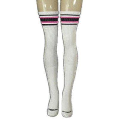 35 SKATERSOCKS white style 35-01 black/bubblegum pink stripes