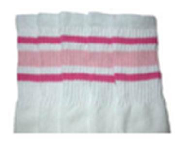 35" SKATERSOCKS white style 35-03 bubblegum pink/baby pink stripes