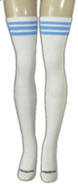 SKATERSOCKS 35" white style 35-06 baby blue stripes