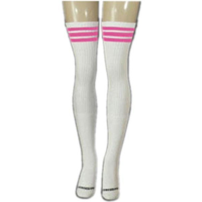 35" SKATERSOCKS white style 35-08 bubblegum pink stripes