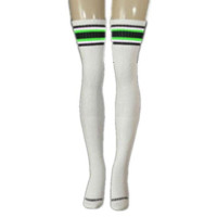 35 SKATERSOCKS white style 35-11 black/neon green stripes